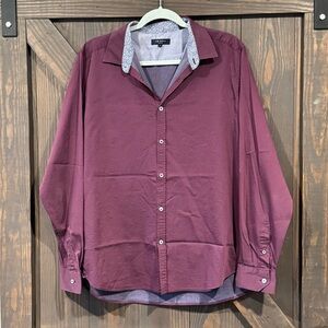 Ted Baker Men's Long Sleeve Button Up Purple/Maroon Shirt‎ Size 5 (XL)